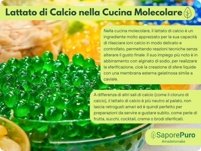 Lattato di calcio in polvere - E327 - Sferificazione Molecolare - SaporePuro
