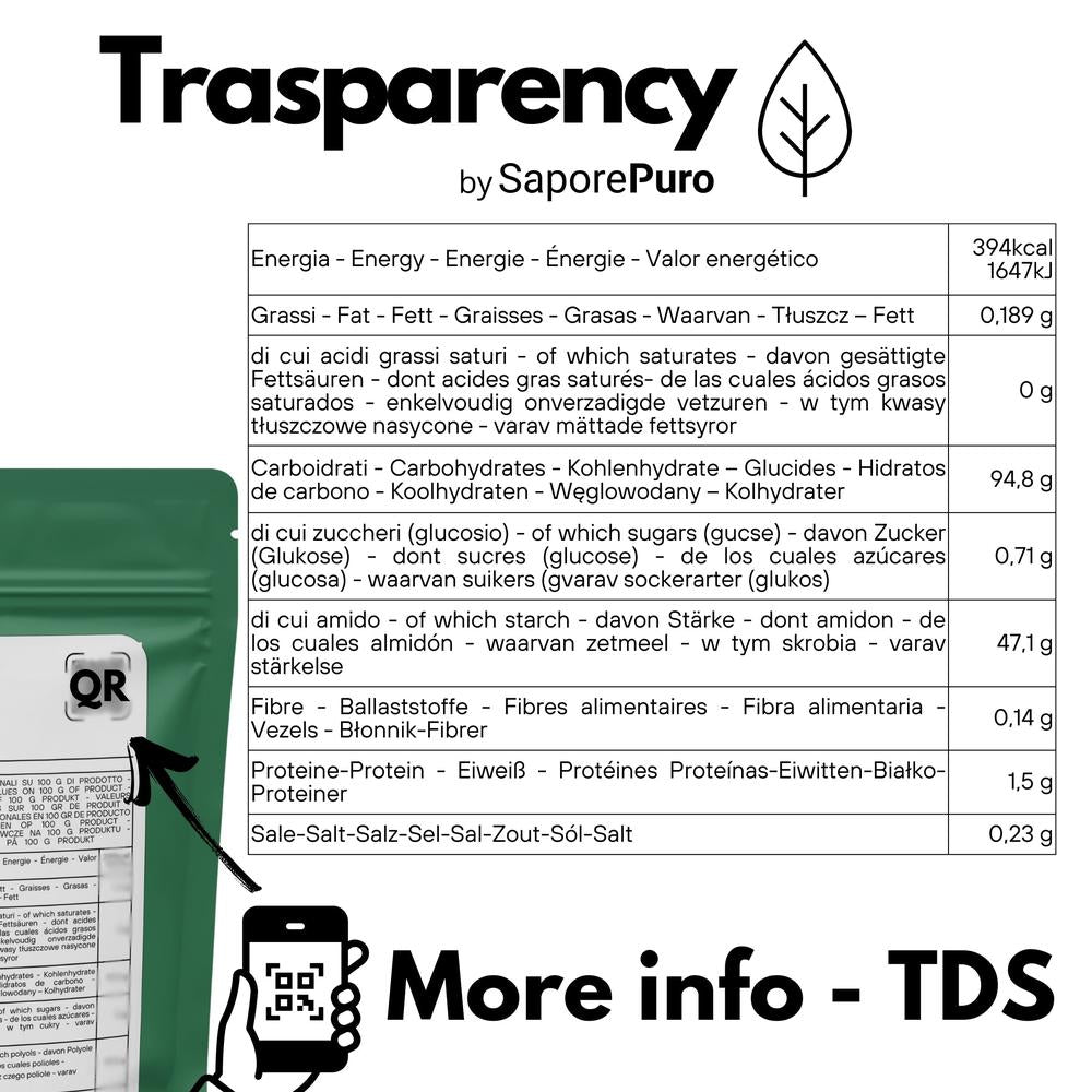 Polvere di transglutaminasi SaporePuro, enzima alimentare professionale per migliorare la coesione e la texture dei cibi.