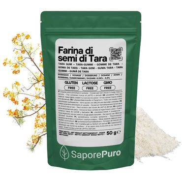 Farina di semi di Tara e gomma di Tara SaporePuro, origine Perù, confezionata in Italia, ingredienti naturali e biologici.