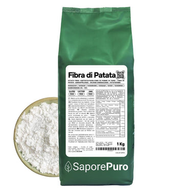 Fibra di patata senza glutine SaporePuro, origine Belgio, ideale per panificazione e prodotti da forno, visibile in immagine.