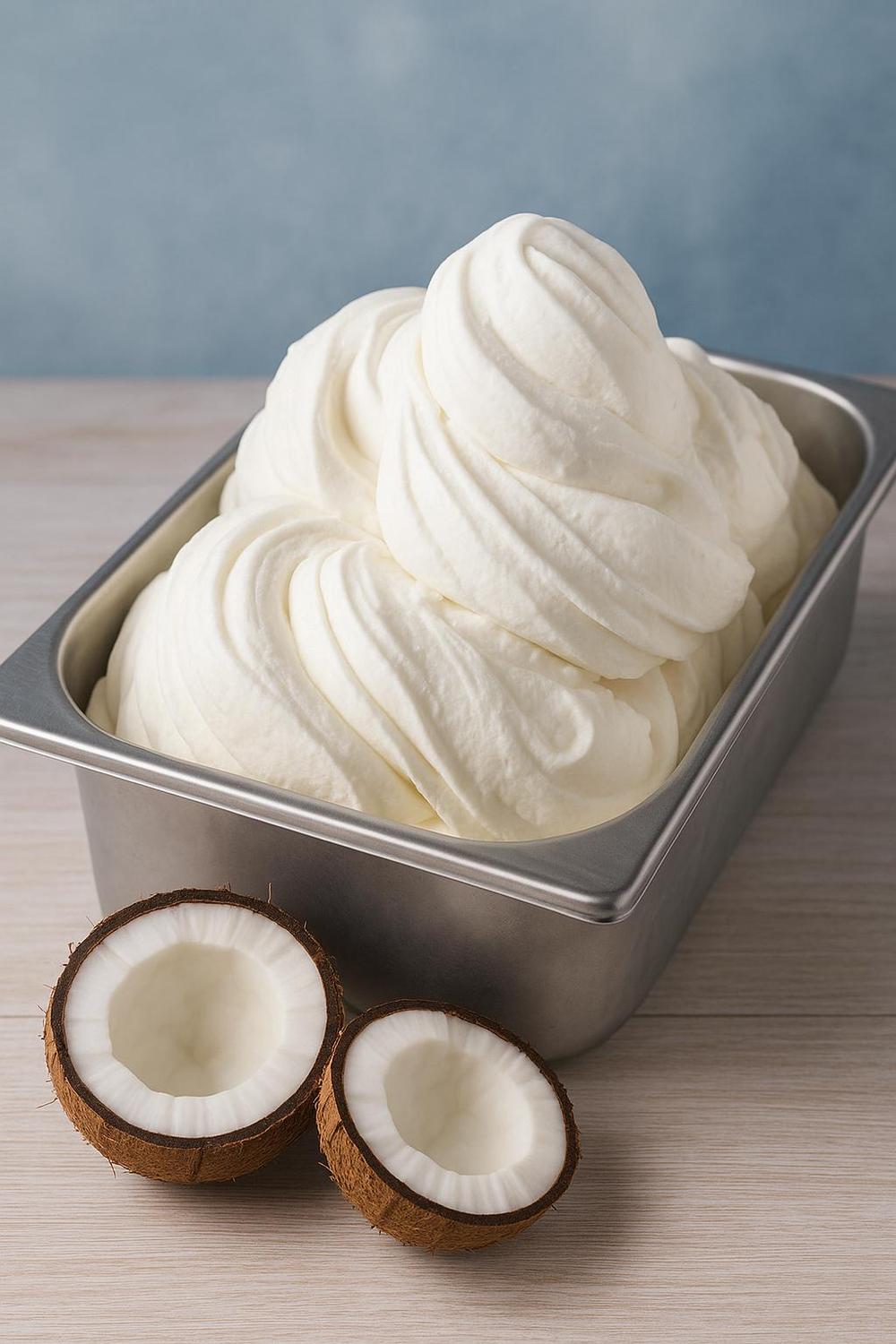 Base pronta e vegana SaporePuro Cocco Easy, neutro per gelato al cocco, visibile nel contenuto dell'immagine.