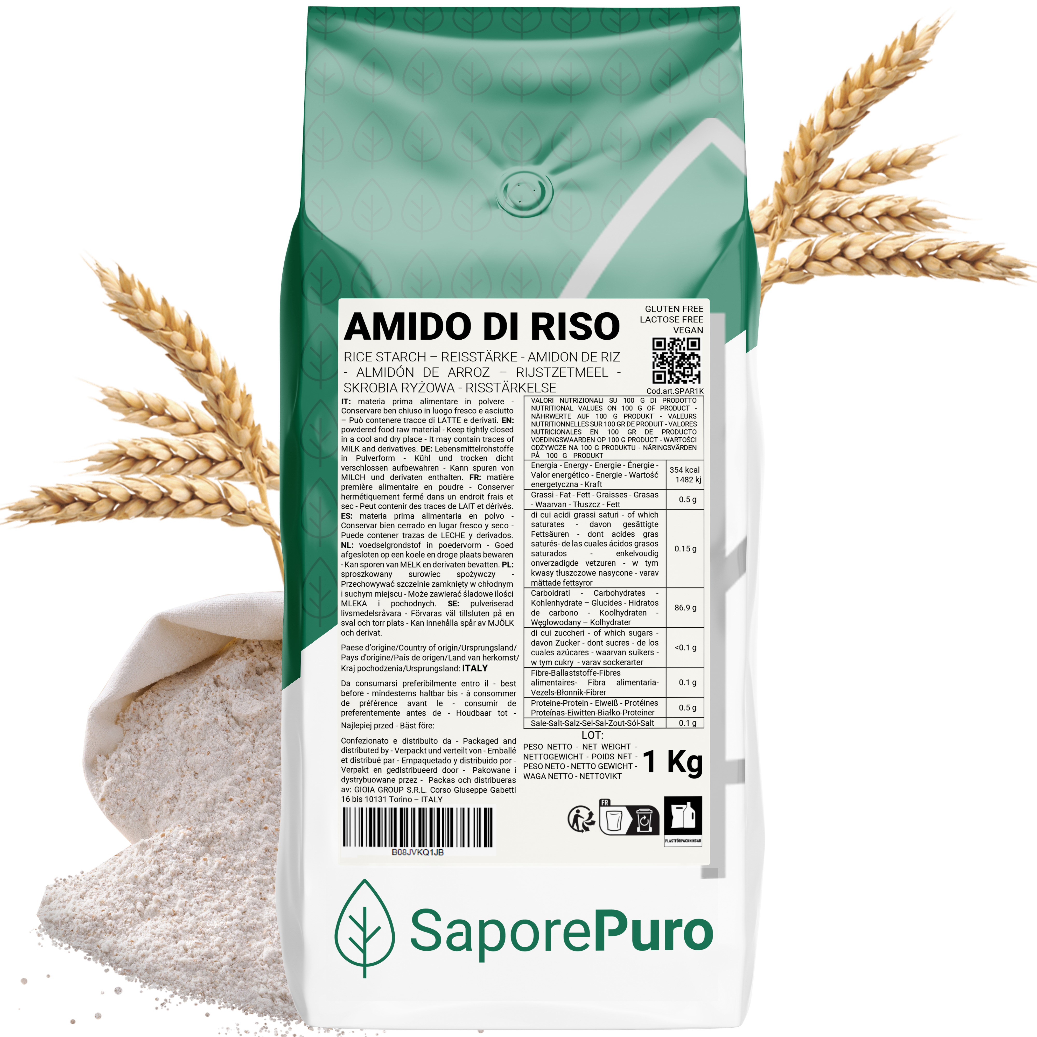Amido di riso - 1kg - Amido Nativo 100% Origine Italia