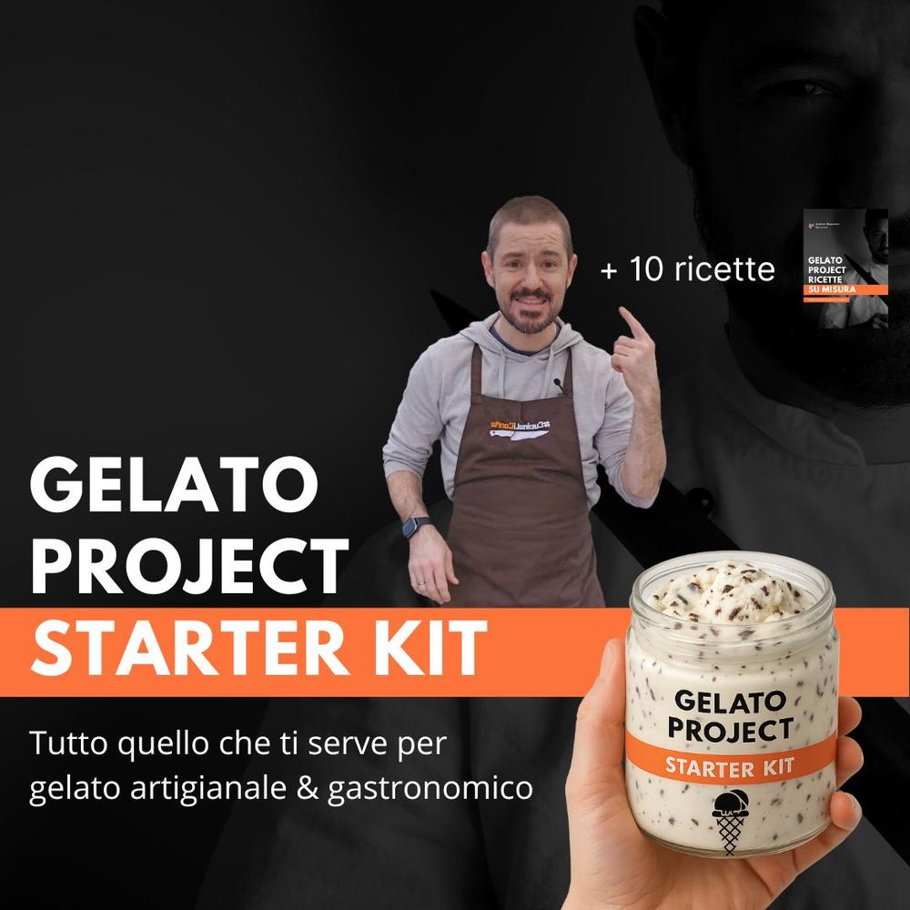 Kit starter per gelato artigianale SaporePuro di Cucina.Li, include ingredienti per preparare gelato fatto in casa.