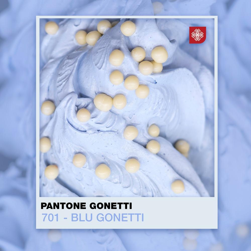 Neutro per gelato 5CF SaporePuro, stabilizzante per gelati, ingrediente per cucina e forno, immagine con gelato blu e fiore di pisello.