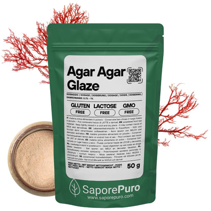Agar Agar Glaze - E406 - Origine ITALIA - Per Glasse, Topping, Salse lisce - alternativa alla gelatina - SaporePuro