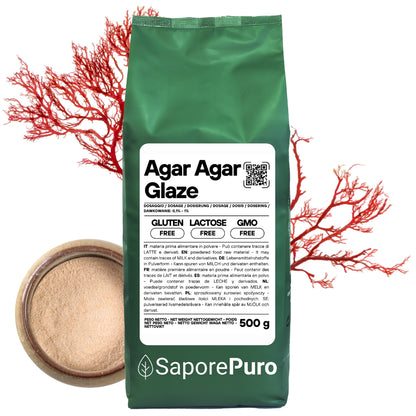 Agar Agar Glaze - E406 - Origine ITALIA - Per Glasse, Topping, Salse lisce - alternativa alla gelatina - SaporePuro