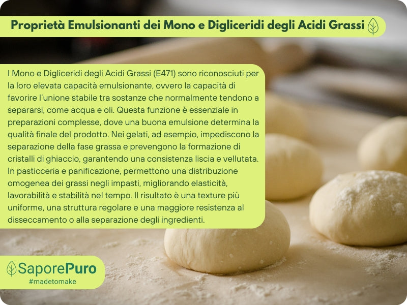 Mono e Digliceridi degli Acidi Grassi E471 – Additivo Alimentare – 1kg – SaporePuro – Prodotto in Europa – Alta Qualità per Gelati, Pasticceria, Panificazione - SaporePuro
