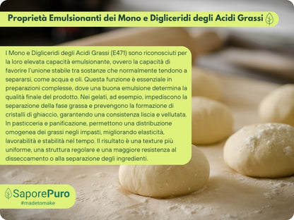 Mono e Digliceridi degli Acidi Grassi E471 – Additivo Alimentare – 1kg – SaporePuro – Prodotto in Europa – Alta Qualità per Gelati, Pasticceria, Panificazione - SaporePuro