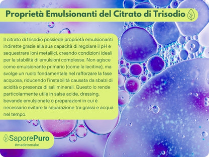 Citrato di Trisodio - E331iii - Regolatore di acidità alimentare - SaporePuro