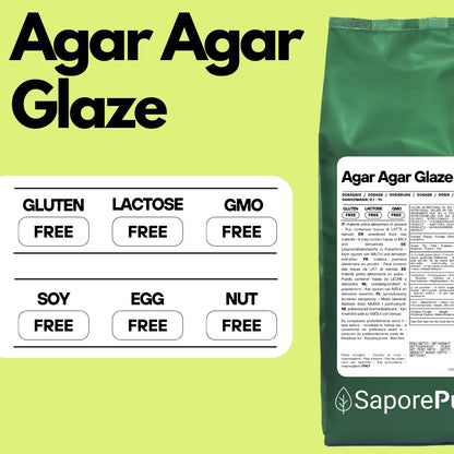 Agar Agar Glaze - E406 - Origine ITALIA - Per Glasse, Topping, Salse lisce - alternativa alla gelatina - SaporePuro
