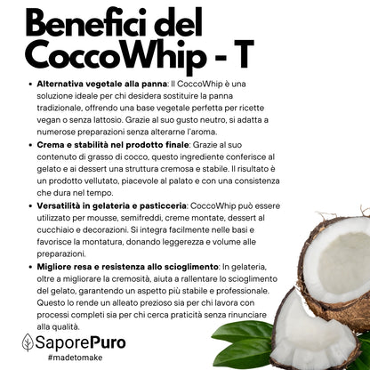 CoccoWhip  - Grasso di Cocco Montante - 1kg - Vegan - Per gelati e preparazioni di pasticceria - SaporePuro