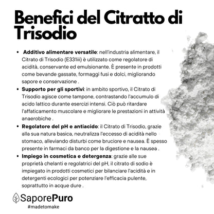 Citrato di Trisodio - E331iii - Regolatore di acidità alimentare - SaporePuro