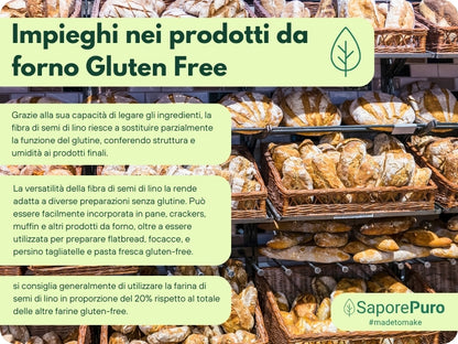 Fibra di semi di Lino  - Addensante Naturale - Sostituto "E" Clean Label - Per gelati, dolci e salse. - SaporePuro