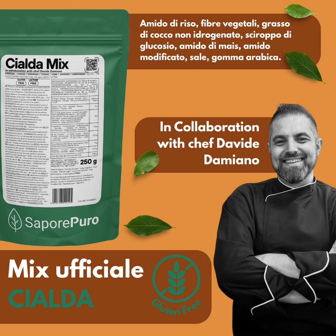 Preparato SaporePuro Cialda Mix senza glutine per cialde e tuiles, confezione del prodotto