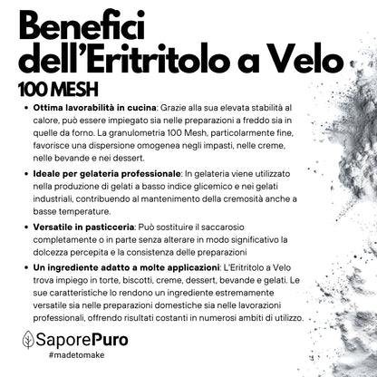 Eritritolo a Velo 100mesh  - 1kg - Dolcificante 0kcal