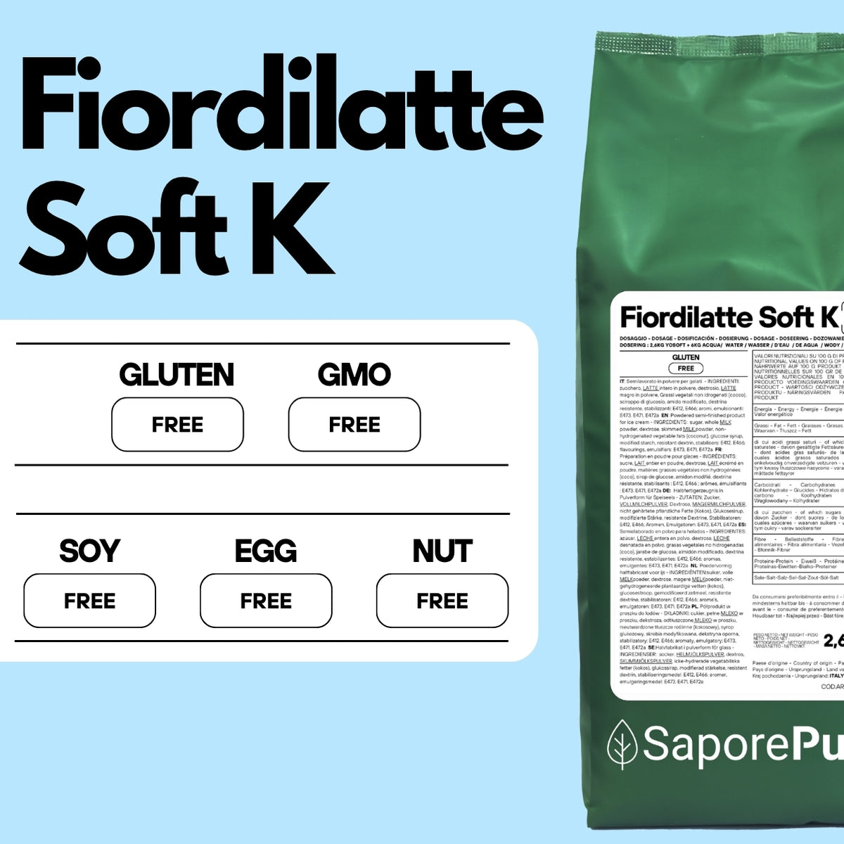 Fiordilatte Soft K – Basis für Soft-Eiscreme 2,6 kg