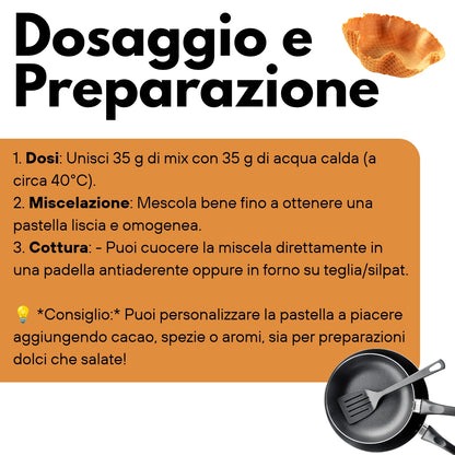 Preparato SaporePuro Cialda Mix senza glutine per cialde e tuiles, confezione del mix in polvere