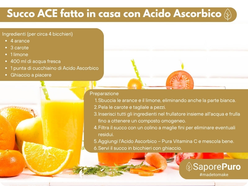 Acido Ascorbico - Pura Vitamina C : Il Nutriente Essenziale per le tue ricette! - (E300) - Confezionato in Italia - SaporePuro