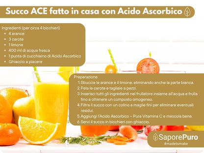 Acido Ascorbico - Pura Vitamina C : Il Nutriente Essenziale per le tue ricette! - (E300) - Confezionato in Italia - SaporePuro