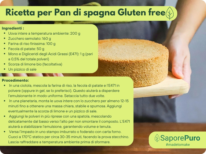 Mono e Digliceridi degli Acidi Grassi E471 – Additivo Alimentare – 1kg – SaporePuro – Prodotto in Europa – Alta Qualità per Gelati, Pasticceria, Panificazione - SaporePuro