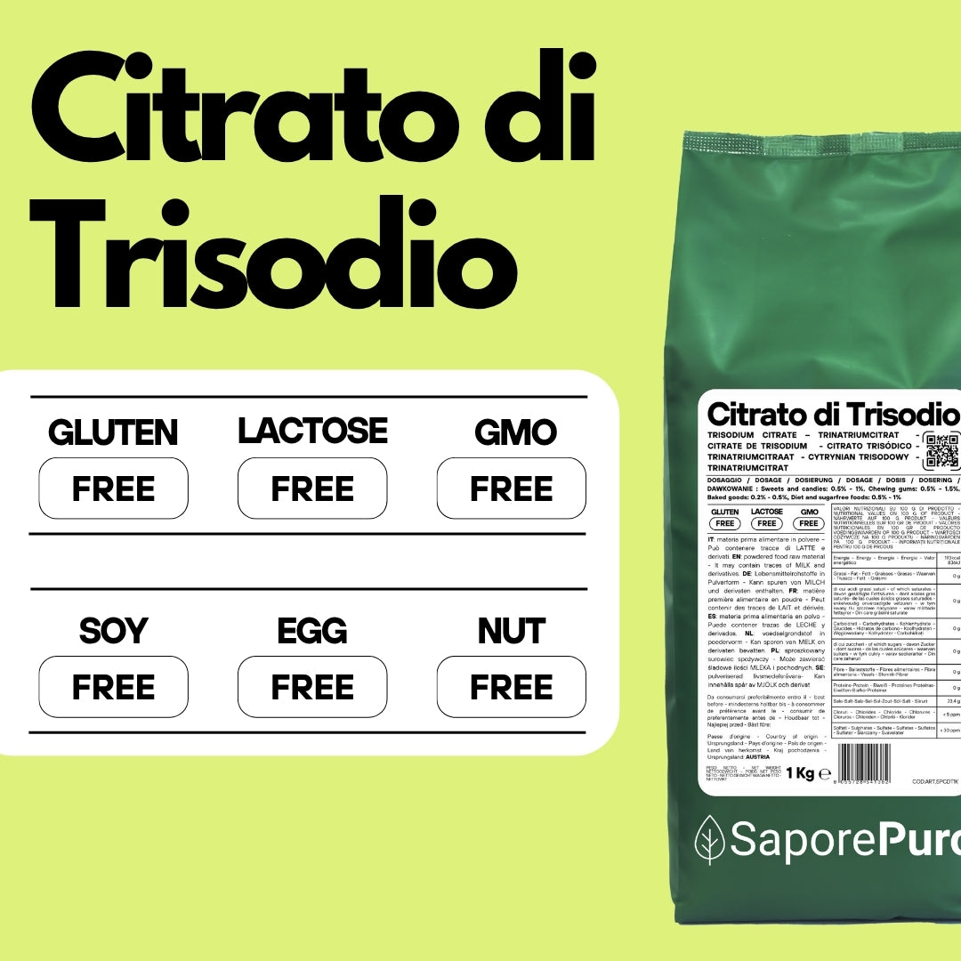 Citrato di Trisodio - E331iii - Regolatore di acidità alimentare - SaporePuro