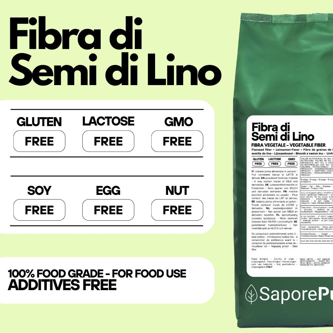 Fibra di semi di Lino  - Addensante Naturale - Sostituto "E" Clean Label - Per gelati, dolci e salse.