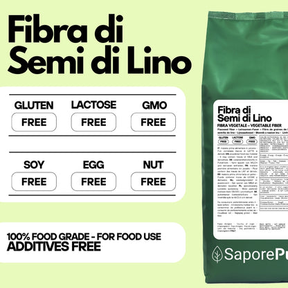 Fibra di semi di Lino  - Addensante Naturale - Sostituto "E" Clean Label - Per gelati, dolci e salse. - SaporePuro