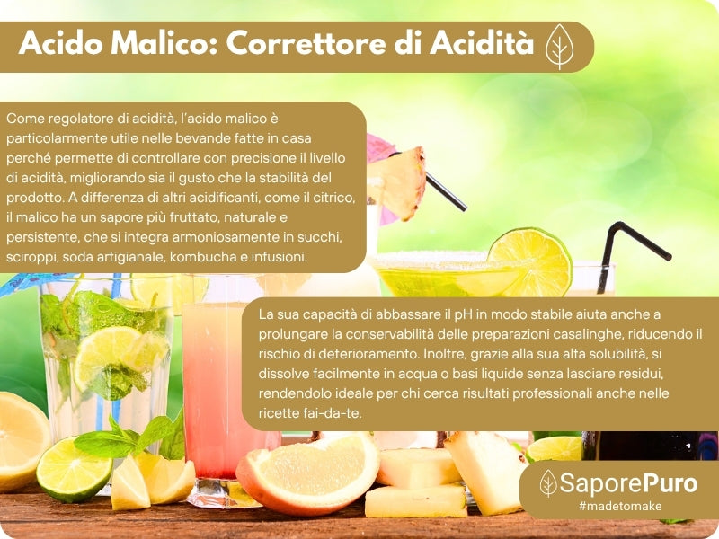 Acido Malico - 1kg - L'Ingrediente Segreto per i Tuoi Cocktail Perfetti - Alimenti - contro l'affaticamento - per vino - Enologia - SaporePuro
