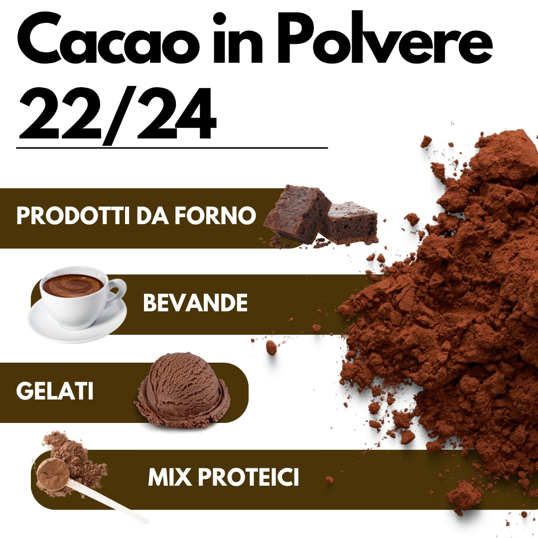 Cacao in Polvere 22-24% di Materia Grassa - Origine Olanda - Gusto deciso e sapore intenso - SaporePuro