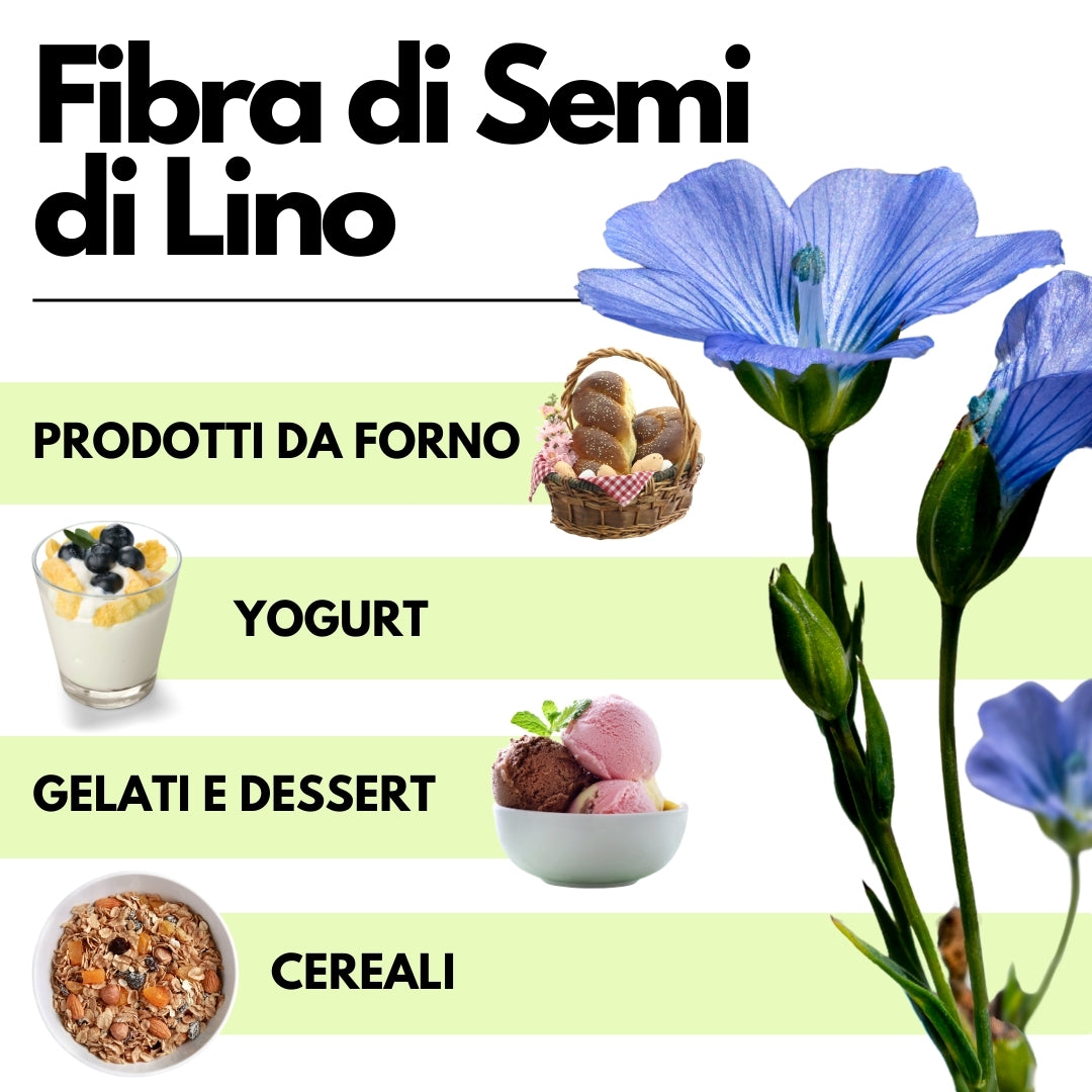 Fibra di semi di Lino  - Addensante Naturale - Sostituto "E" Clean Label - Per gelati, dolci e salse.