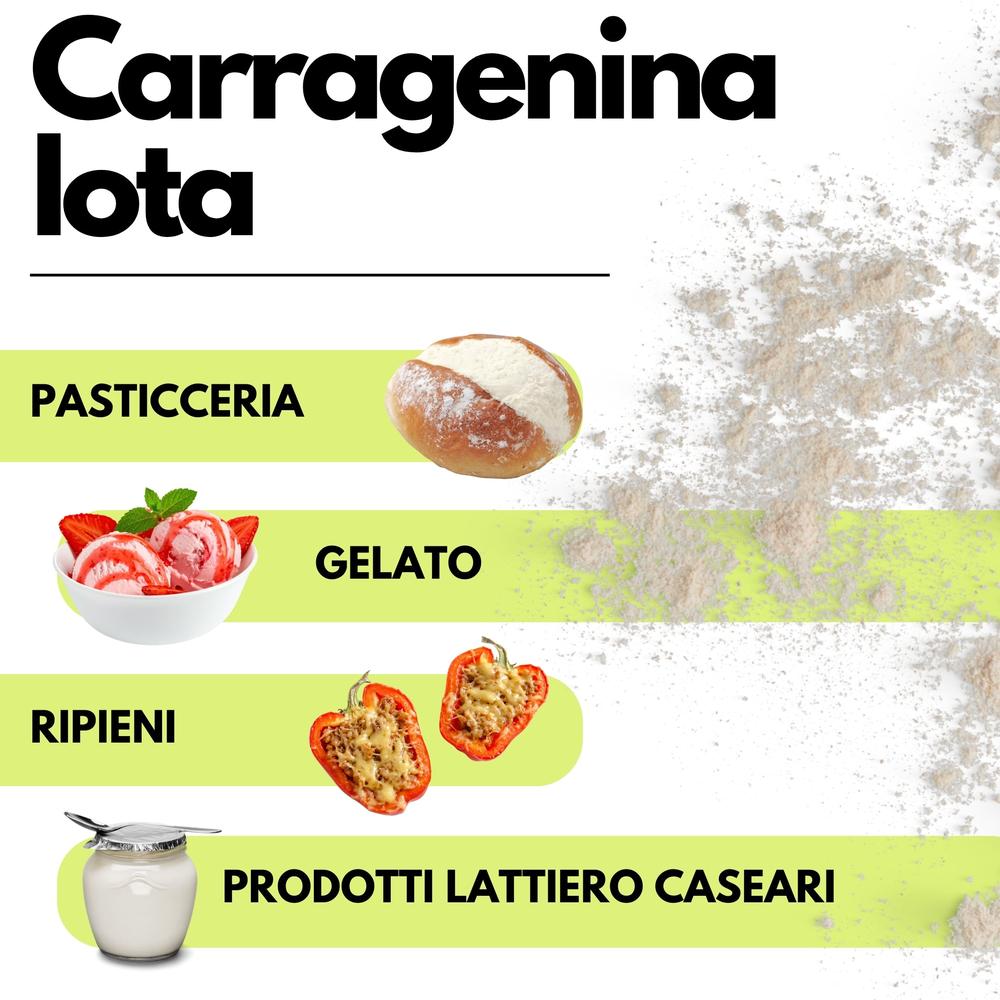Emulsionante Carragenina Iota E407 SaporePuro, gelificante elastico in confezione con etichetta visibile.