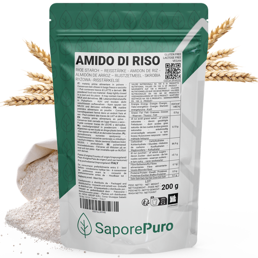 Amido di riso - 200gr - Amido Nativo 100% Origine Italia - SaporePuro