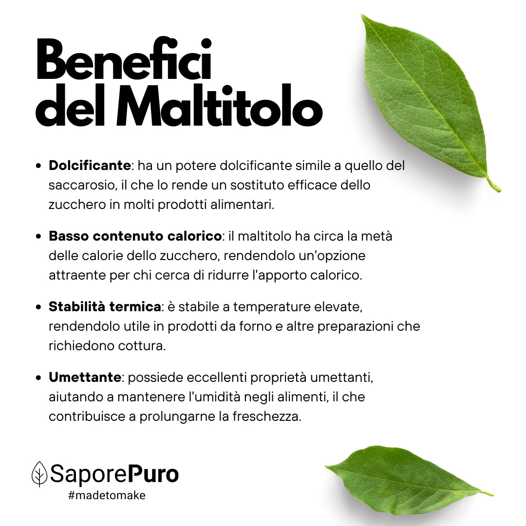 Maltitolo in polvere - 1Kg - Confezionato in Italia - SaporePuro