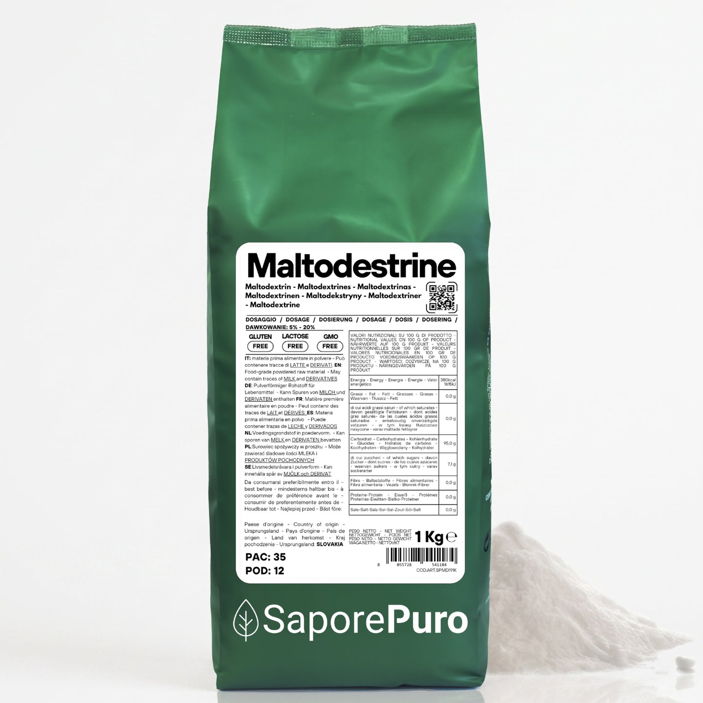 Maltodestrine 18-19DE - Confezionato in Italia - Zucchero a lento rilascio - per Gelati
