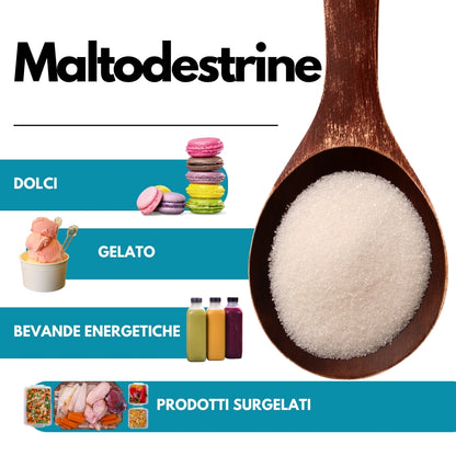 Maltodestrine 18-19DE - Confezionato in Italia - Zucchero a lento rilascio - per Gelati - SaporePuro