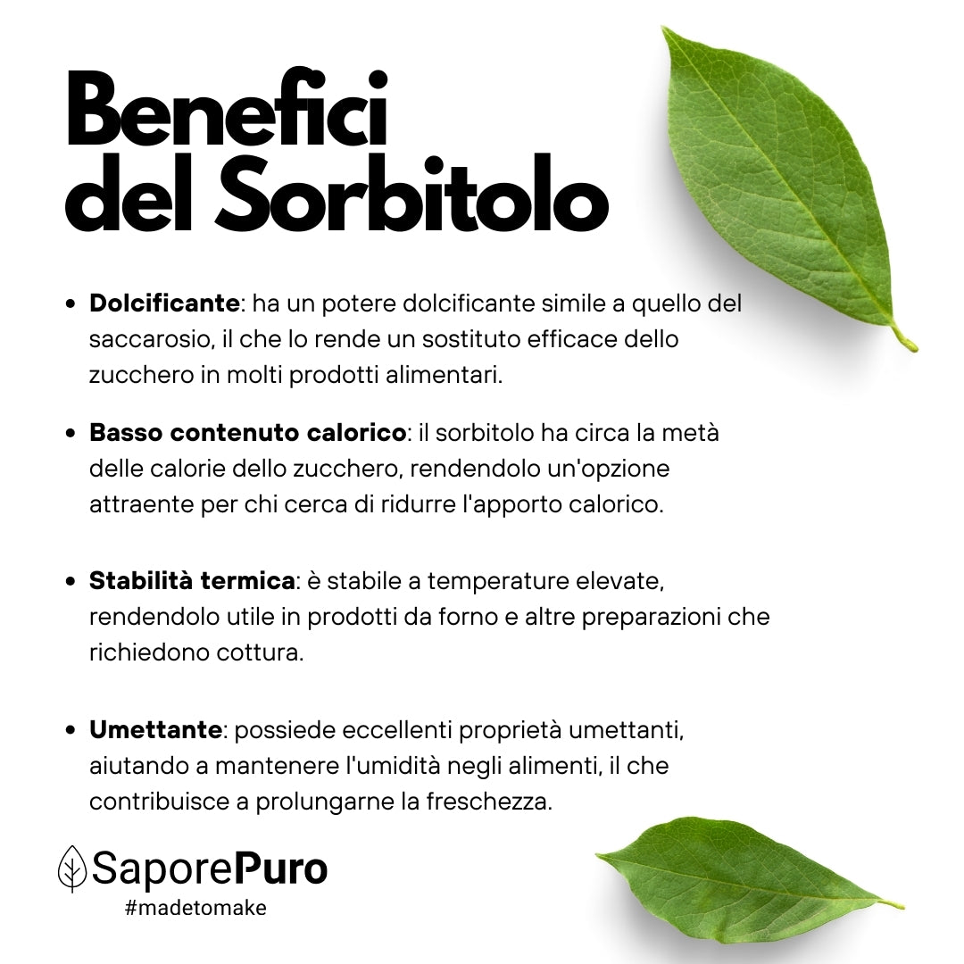 Sorbitolo SaporePuro: Il Dolcificante Versatile per Gelati Perfetti e Dolci Morbidi a Lungo - Sostituto dello Zucchero - SaporePuro