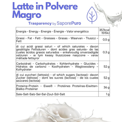 Latte Magro in Polvere - 1kg - Origine E.U. - SaporePuro