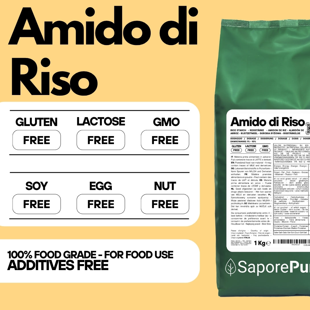 Amido di riso - Amido Nativo 100% Origine Italia - SaporePuro