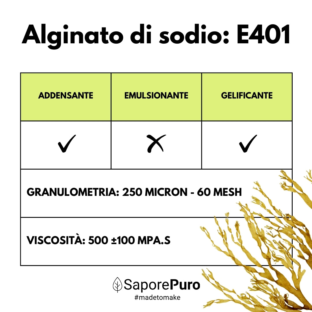 Alginato di Sodio (E401) - Gelificante Naturale - Sferificazione Molecolare