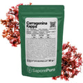 Carragenina Kappa (E407) di SaporePuro, confezionata in Italia, mostra i grani di carragenina in confezione sigillata.