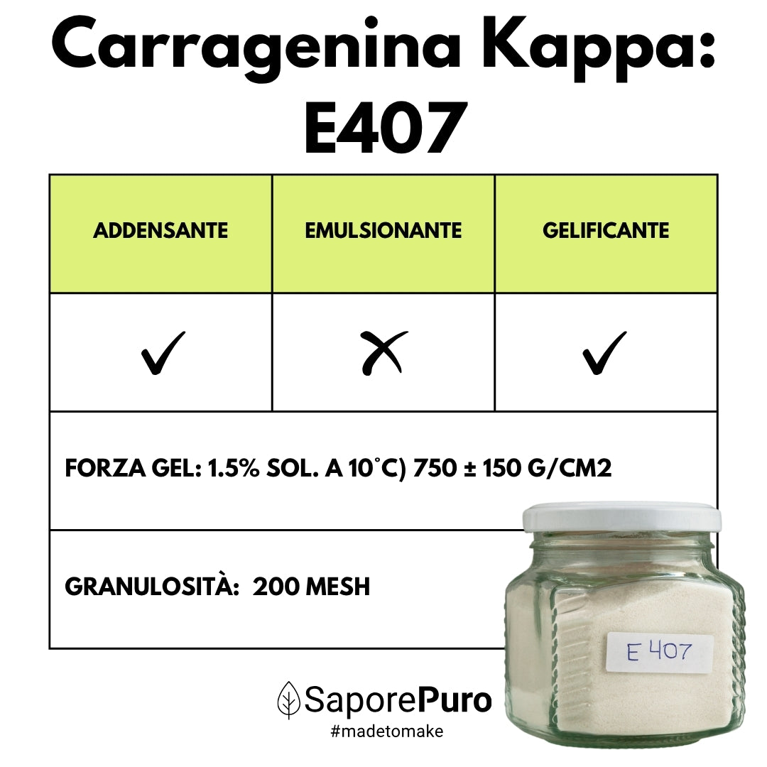 Carragenina Kappa (E407) - Confezionato in Italia - SaporePuro