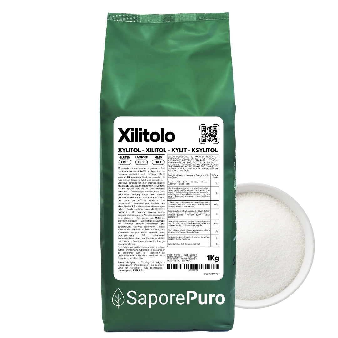 Xilitolo da Betulla - 1kg - Dolcificante Naturale con meno Calorie - SaporePuro