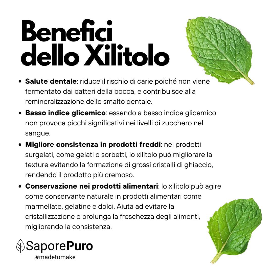 Xilitolo da Betulla - 1kg - Dolcificante Naturale con meno Calorie - SaporePuro