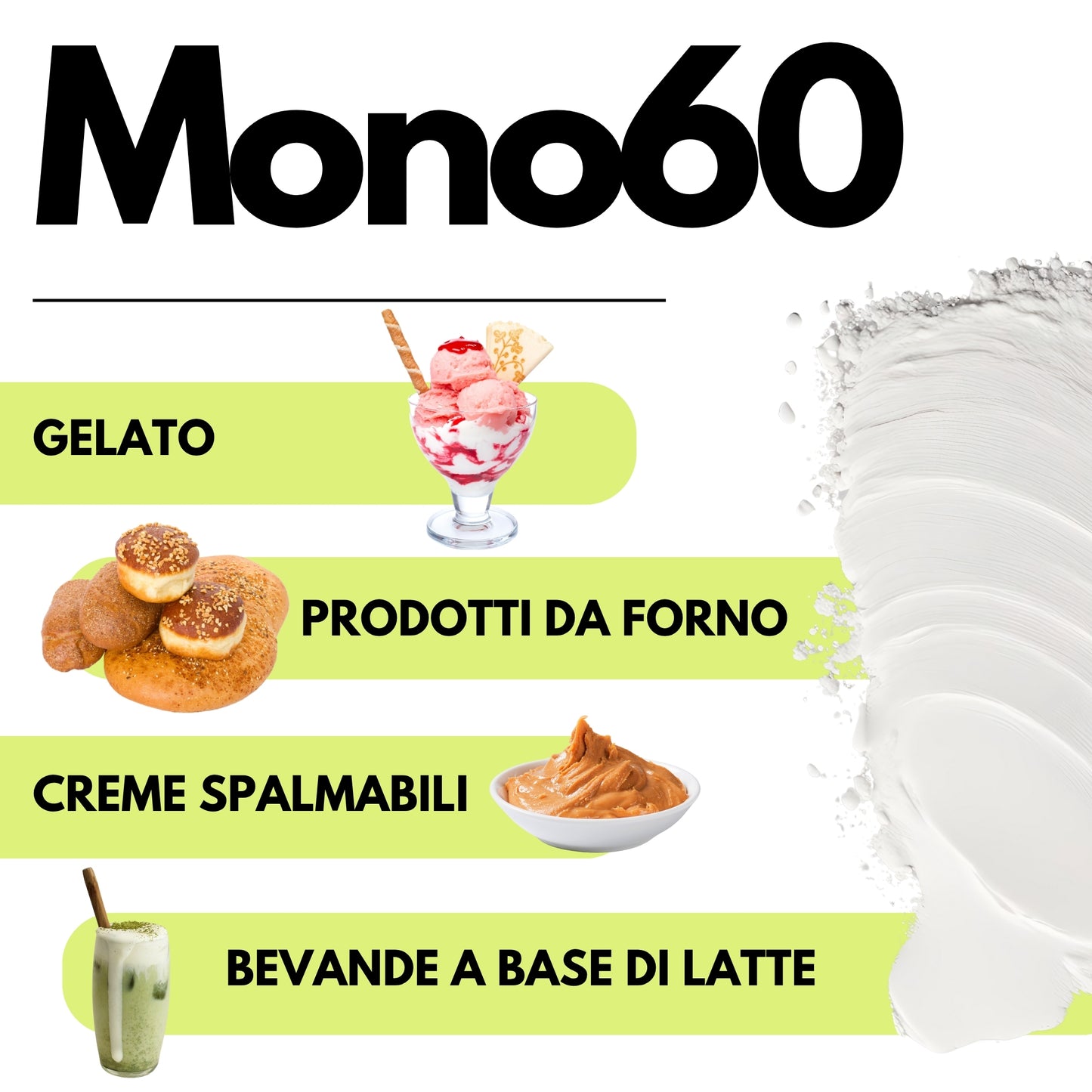 Mono60 - Emulsionante E471 – Additivo Alimentare – SaporePuro – Prodotto in Europa – Alta Qualità per Gelati, Pasticceria, Panificazione - SaporePuro