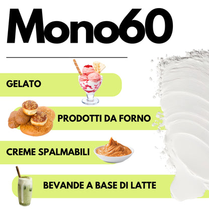 Mono60 - Emulsionante E471 – Additivo Alimentare – SaporePuro – Prodotto in Europa – Alta Qualità per Gelati, Pasticceria, Panificazione - SaporePuro