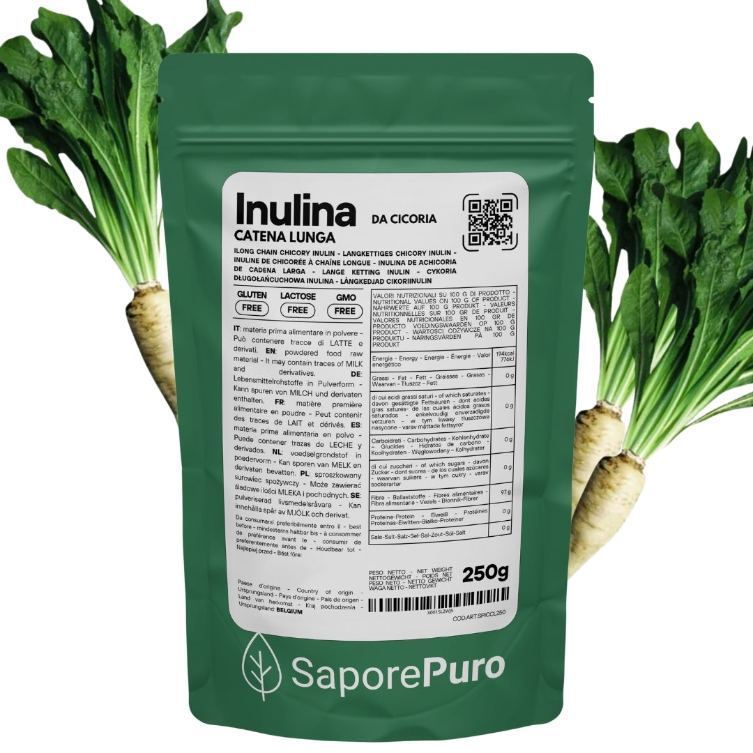 Inulina a catena lunga in polvere pura - 250gr - Origine Europa - SaporePuro