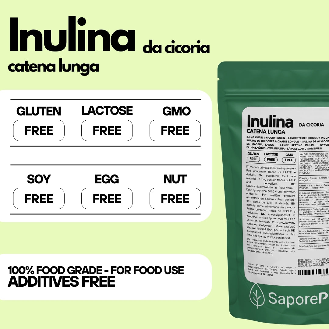 Inulina a catena lunga in polvere pura - 250gr - Origine Europa - SaporePuro