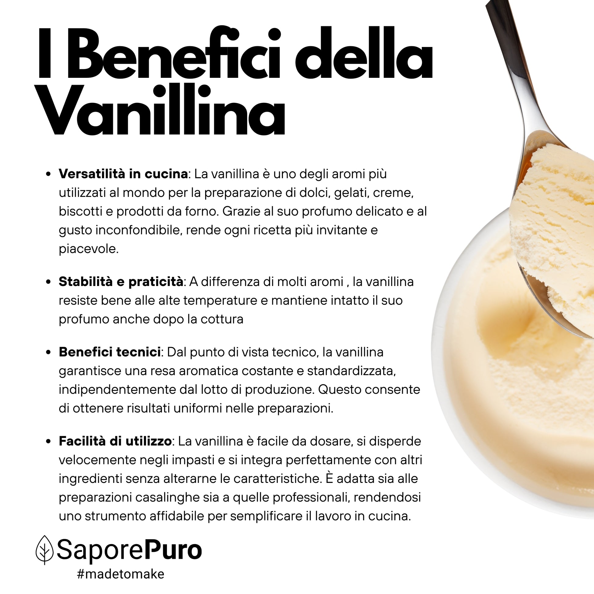 Vanillina Pura - Aroma intenso e persistente - SaporePuro