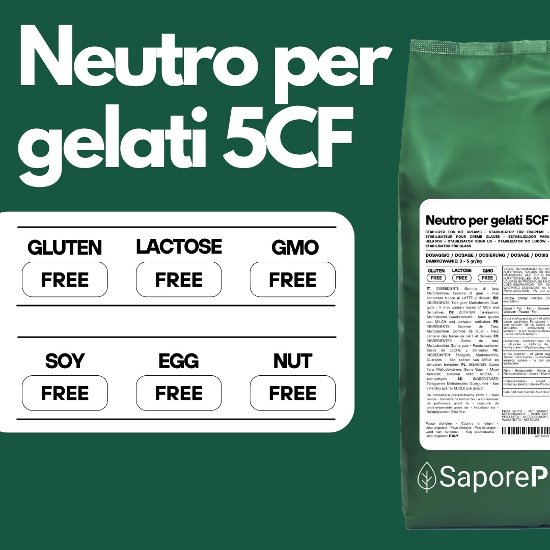 Neutro per gelato 5CF - Stabilizzante per Gelati MADE IN ITALY - Impiego a caldo e fredd - SaporePuro