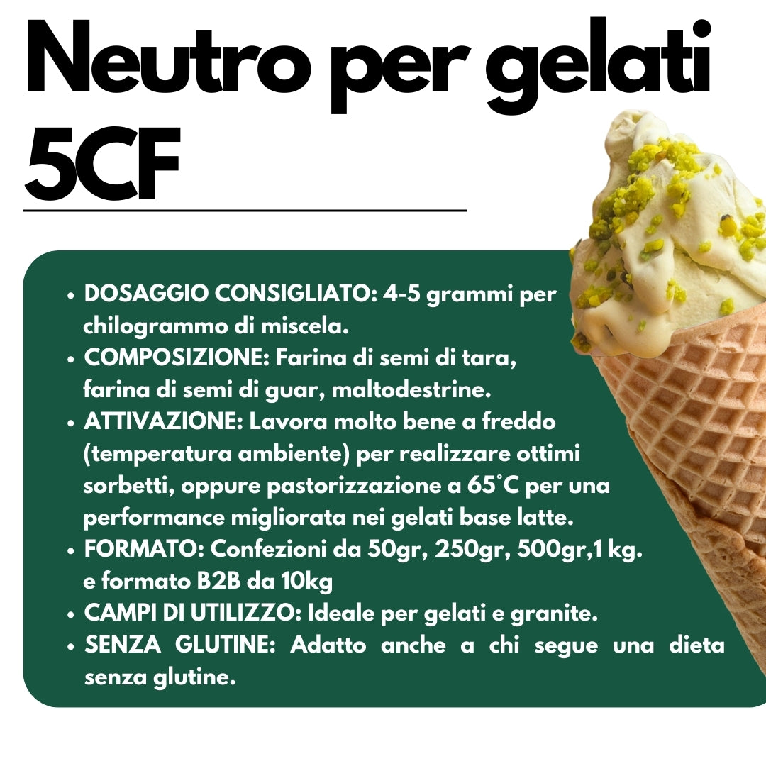 Neutro per gelato 5CF - Stabilizzante per Gelati MADE IN ITALY - Impiego a caldo e fredd - SaporePuro